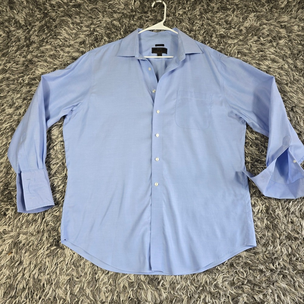 Jos A Bank Reserve Mens 17.5 34 Blue Egyptian Cotton Shirt French Cuff
